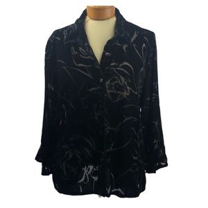 Coldwater Creek Velvet Blouse Black Size Medium